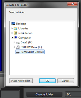 a screenshot of the 'Browse For Folder' window